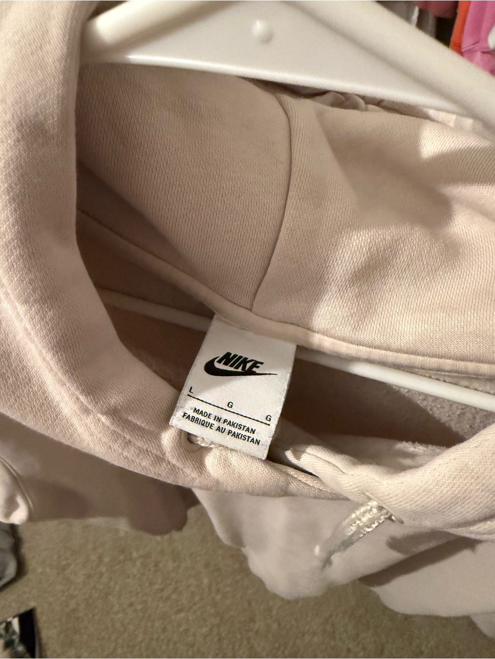 Nike Cream Oversized Pullover Hoodie with White Swoosh - Picture 3 of 3